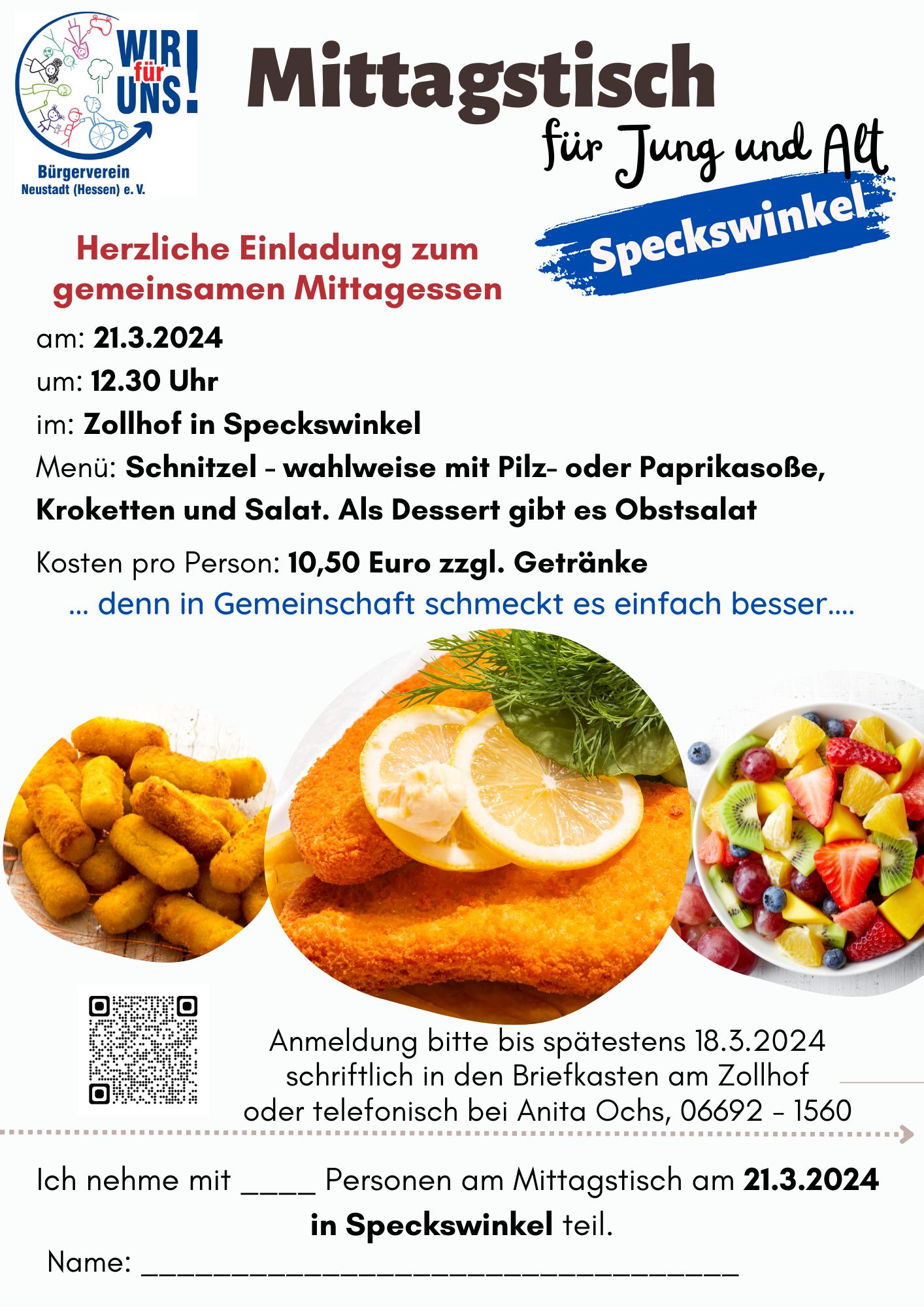 Read more about the article Mittagstisch in Speckswinkel am 21.3.2024