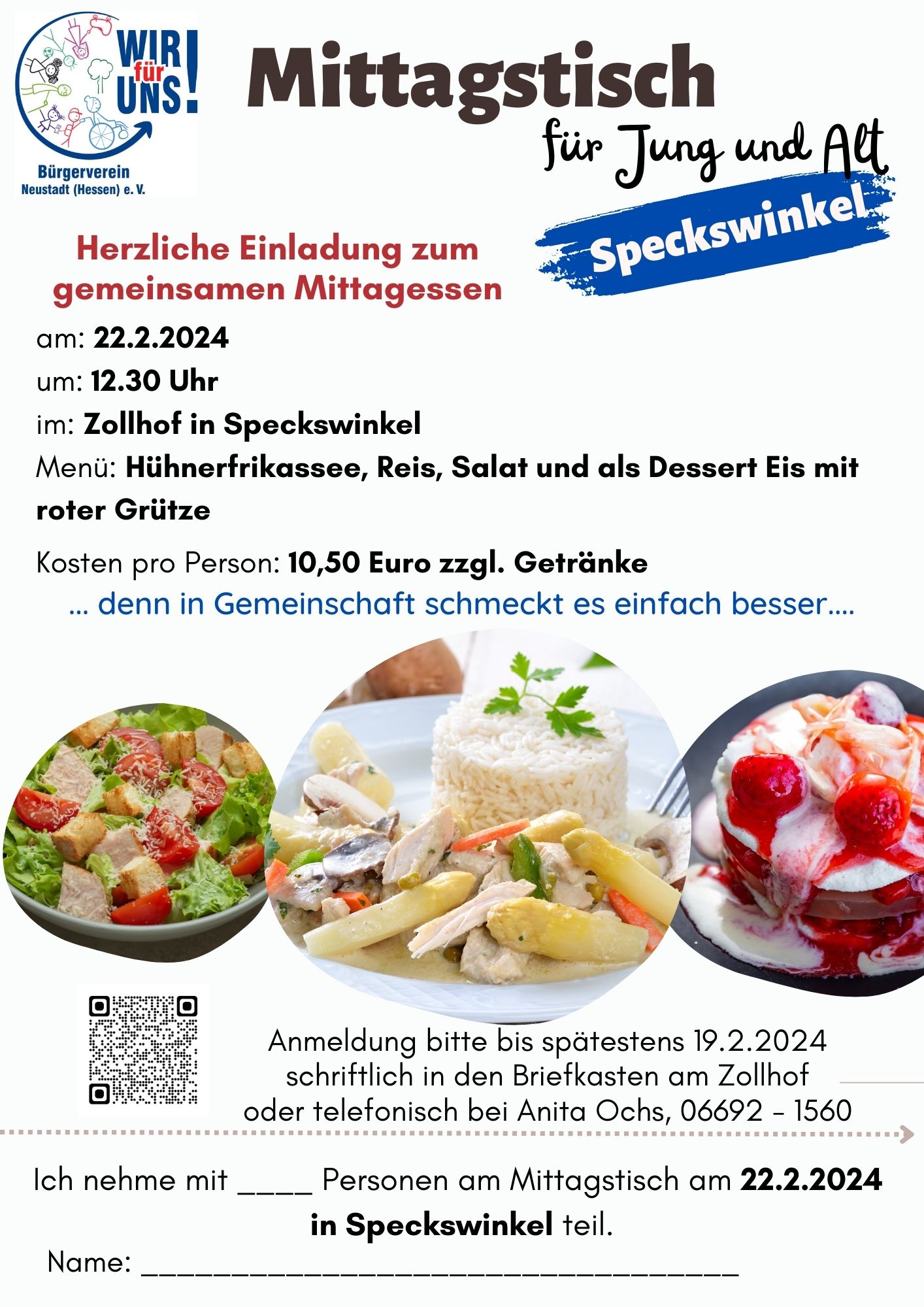 Read more about the article Mittagstisch in Speckswinkel am 22.2.2024