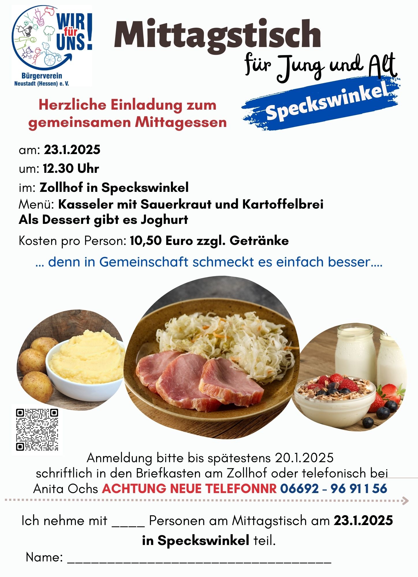 Mehr über den Artikel erfahren Mittagstisch in Speckwinkel am 23.1.25