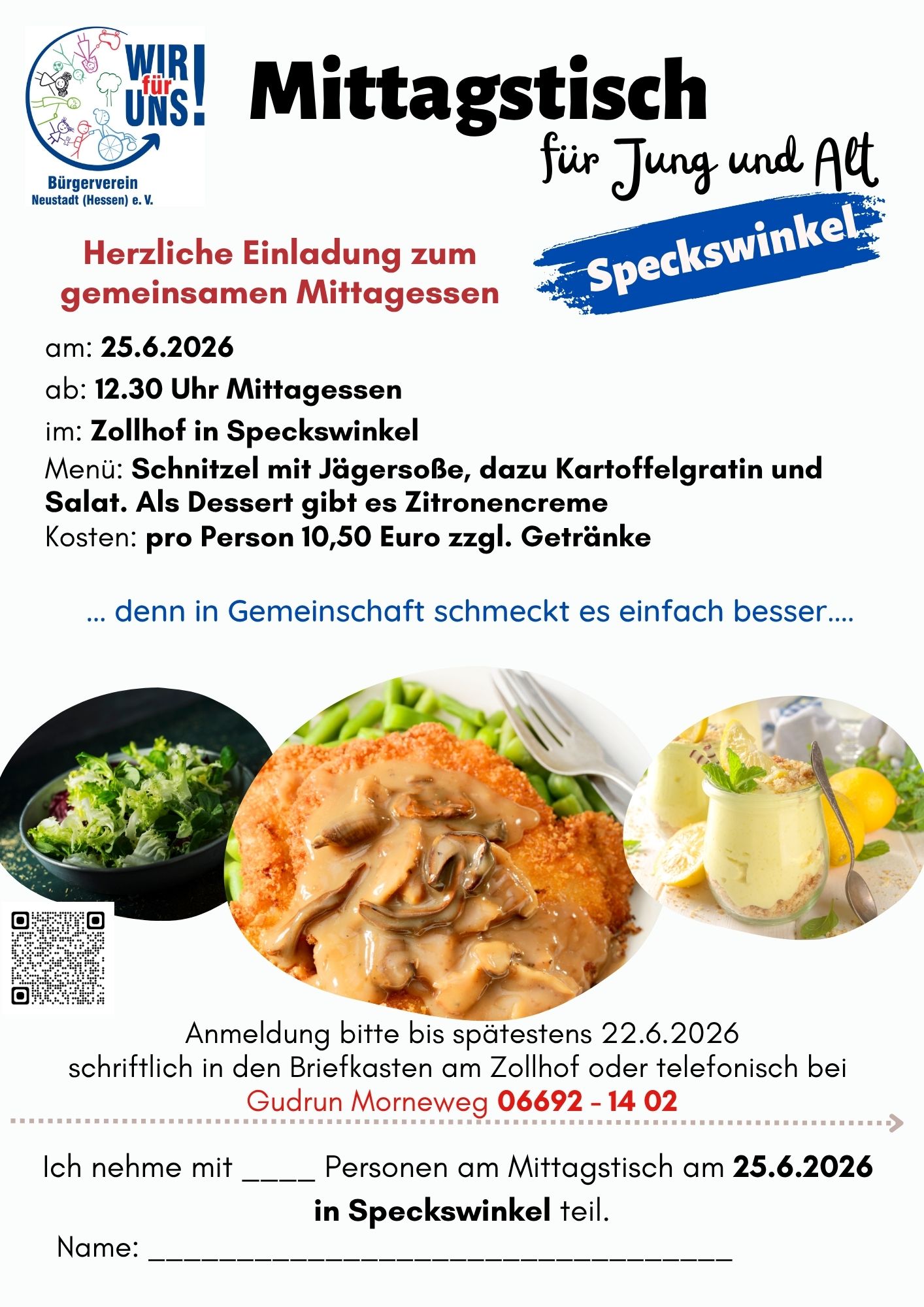 Du betrachtest gerade Mittagstisch in Speckswinkel im Juni