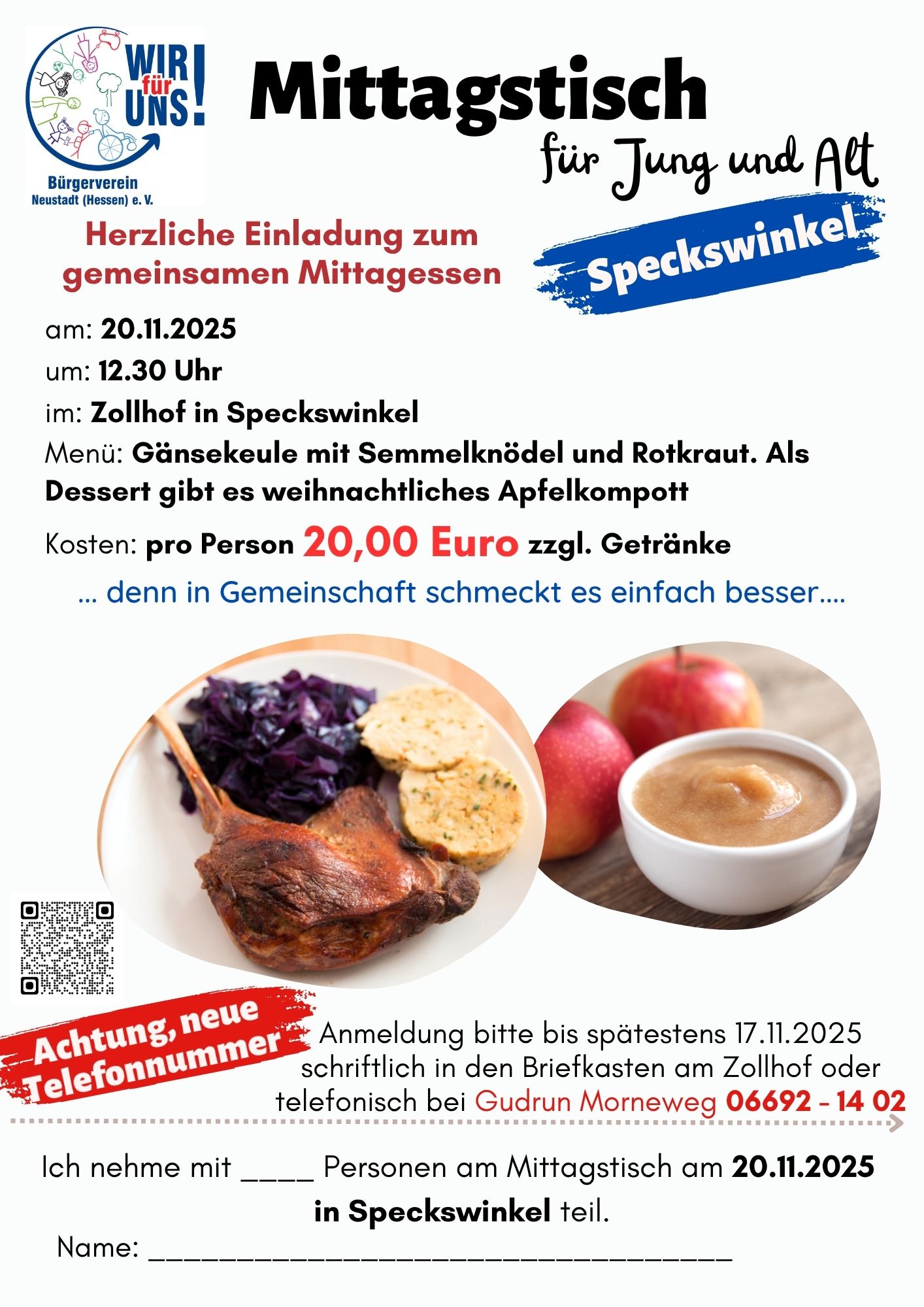 Mehr über den Artikel erfahren Mittagstisch in Speckswinkel
