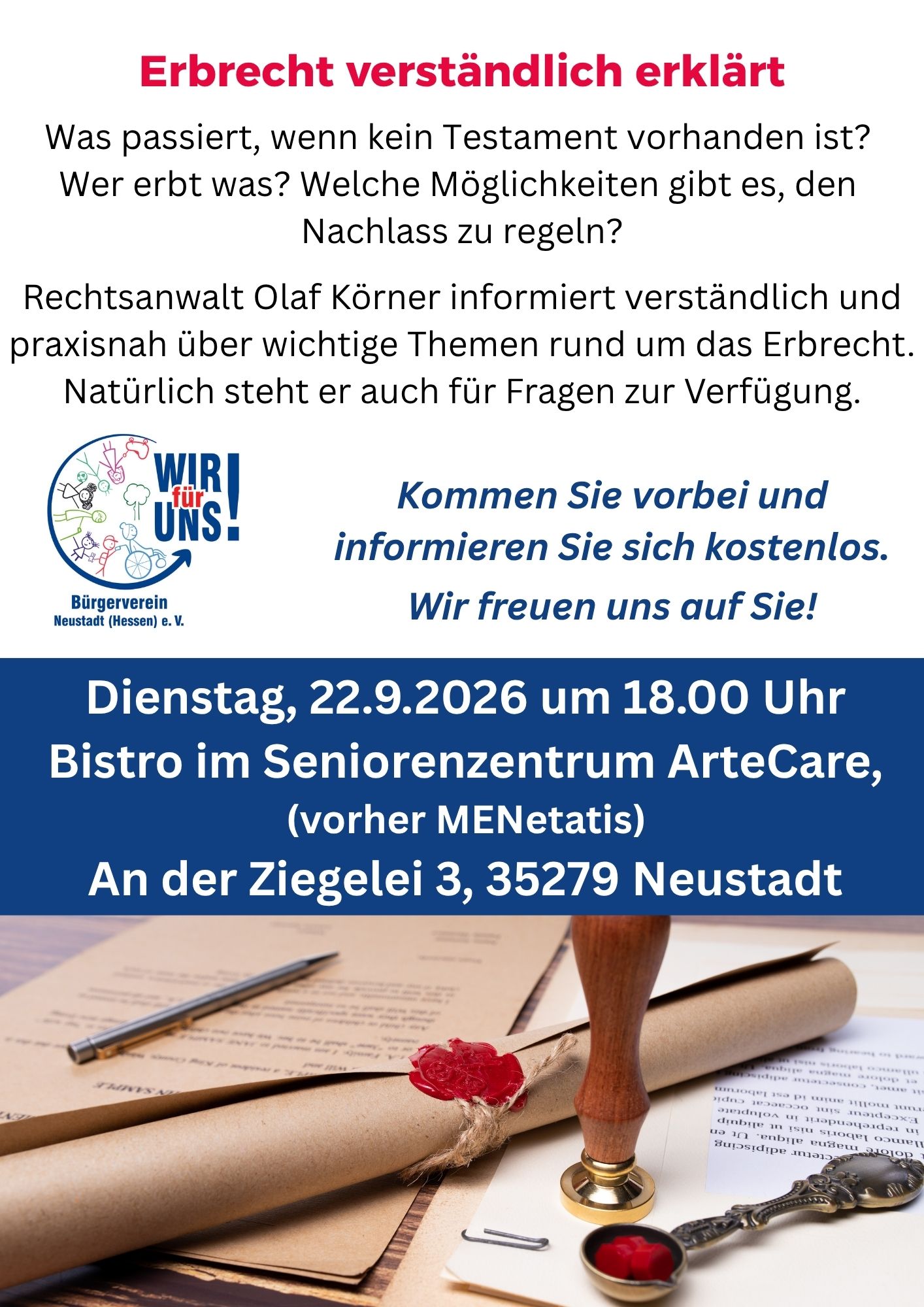Du betrachtest gerade Informationsveranstaltung zum Thema „Erbrecht“